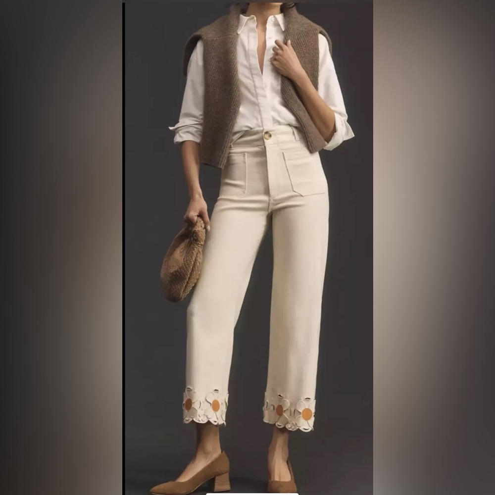 NWT Anthropologie Colette Denim Cropped Wide-Leg Jeans Size 30